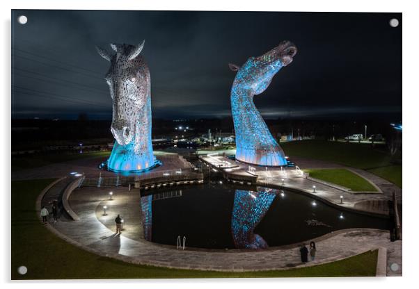 The Kelpies in Blue Acrylic by Apollo Aerial Photography