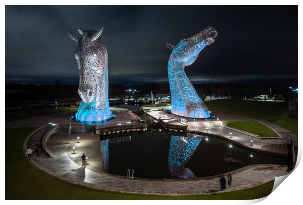 The Kelpies in Blue Print by Apollo Aerial Photography