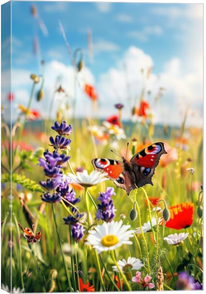 Flower Meadow Butterfly Canvas Print by T2 