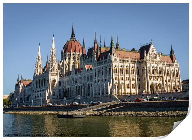 Colorful buildings of Hungarian Parliament in Budapest.  Print by Maggie Bajada