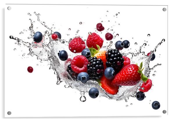 Fruit mix flying in water splash on white background Acrylic by Lubos Chlubny