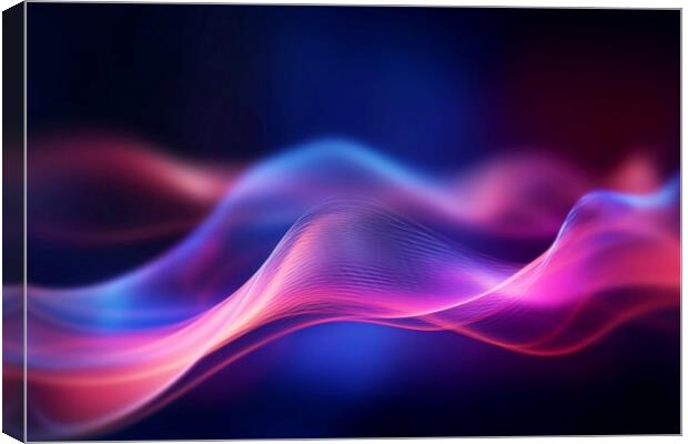 Abstract futuristic background with pink blue glowing neon moving wave lines. Generative AI Canvas Print by Lubos Chlubny