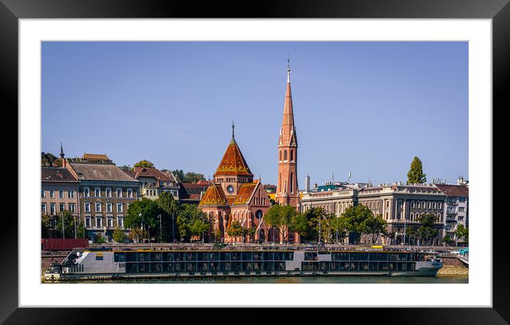 Buildings of Buda side in Budapest, Hungary.  Framed Mounted Print by Maggie Bajada