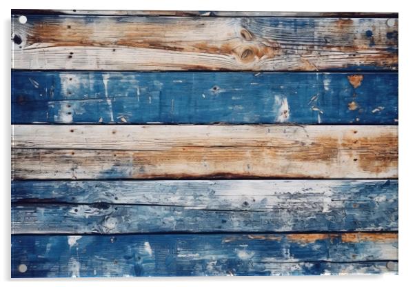 Wooden rustic background with peeled red paint. Generative AI Acrylic by Lubos Chlubny