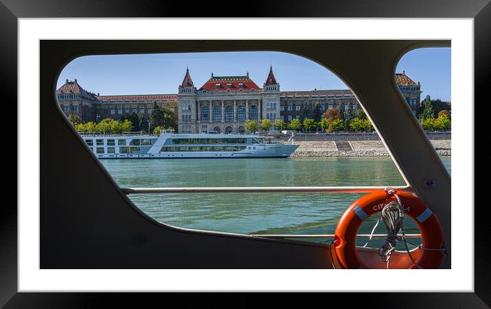 Framed with a View of Danube River and Budapest, Hungary. Framed Mounted Print by Maggie Bajada