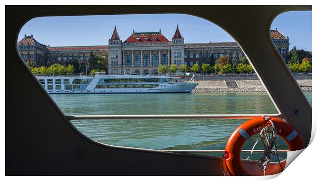 Framed with a View of Danube River and Budapest, Hungary. Print by Maggie Bajada