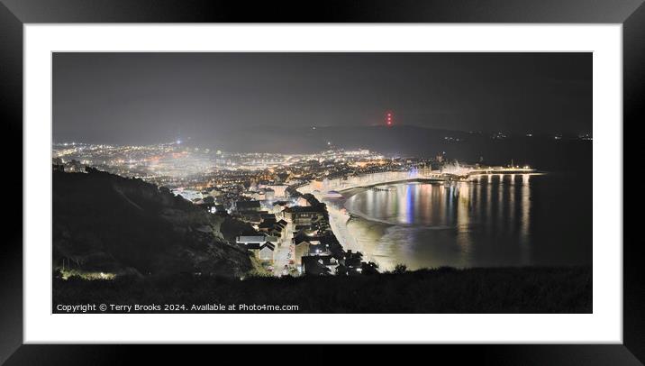 Aberystwyth at Night Framed Mounted Print by Terry Brooks