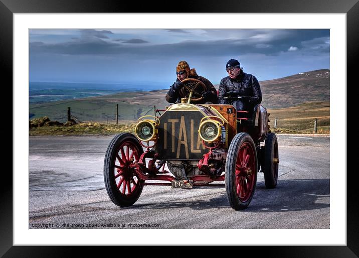 Vintage Itala climbing Hartside Pass, Cumbria. Framed Mounted Print by Phil Brown