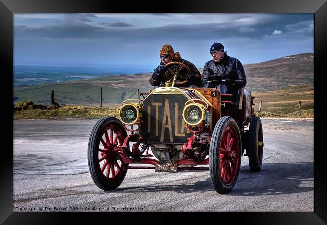 Vintage Itala climbing Hartside Pass, Cumbria. Framed Print by Phil Brown