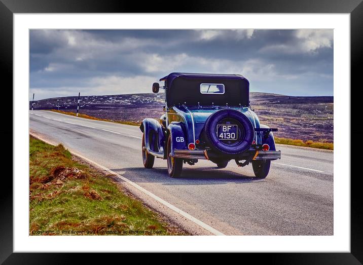 Vintage Chrysler near the summit of Hartside Pass Framed Mounted Print by Phil Brown