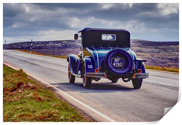 Vintage Chrysler near the summit of Hartside Pass Print by Phil Brown