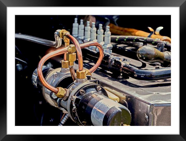 Electric SU fuel pump on vintage MG car. Framed Mounted Print by Phil Brown