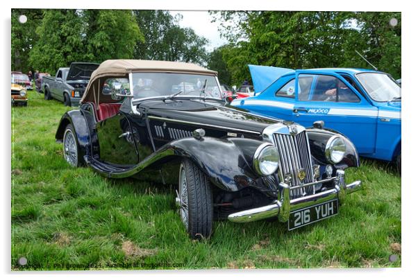 1955 MG TF sports car, classic car show in Cumbria Acrylic by Phil Brown