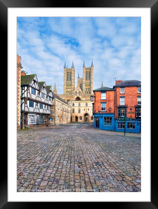 Lincoln Cathedral Old Town Framed Mounted Print by Rick Lindley