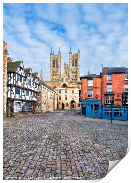 Lincoln Cathedral Old Town Print by Rick Lindley