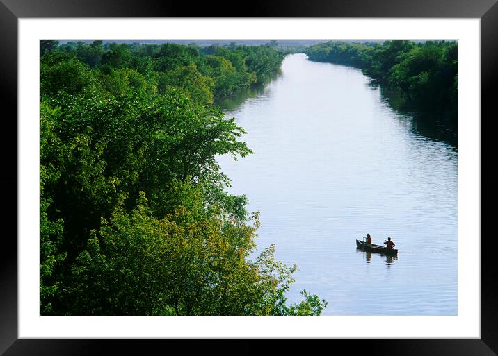 Canoeists on the Creek Framed Mounted Print by Dave Reede
