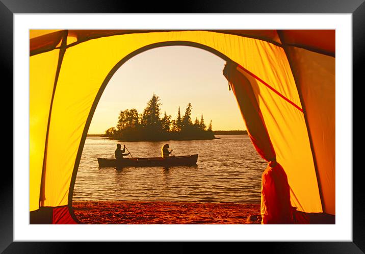 Canoeists Framed Mounted Print by Dave Reede