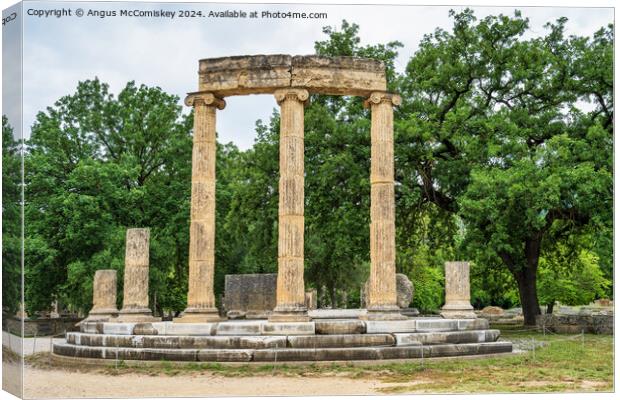 The Philippeion at ancient Olympia, Greece Canvas Print by Angus McComiskey