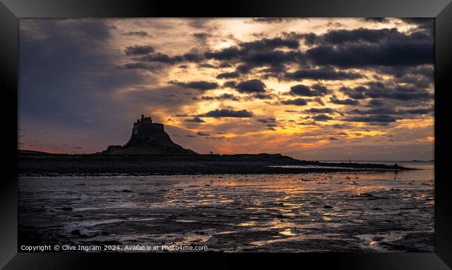 Lindisfarne sunrise Framed Print by Clive Ingram