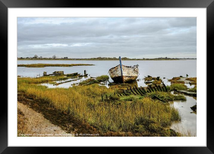 Boat Wrecks Maldon Essex Framed Mounted Print by Diana Mower