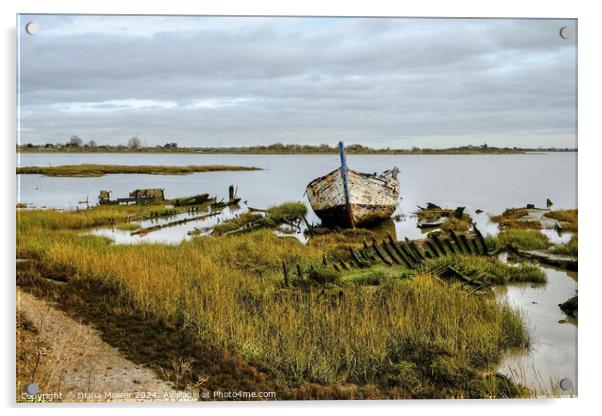 Boat Wrecks Maldon Essex Acrylic by Diana Mower