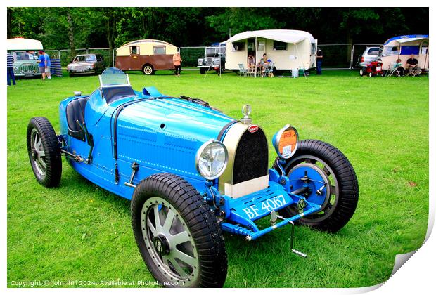 Vintage 1929 Bugatti automobile. Print by john hill