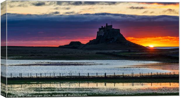 Dawn over Lindisfarne Castle Canvas Print by Clive Ingram