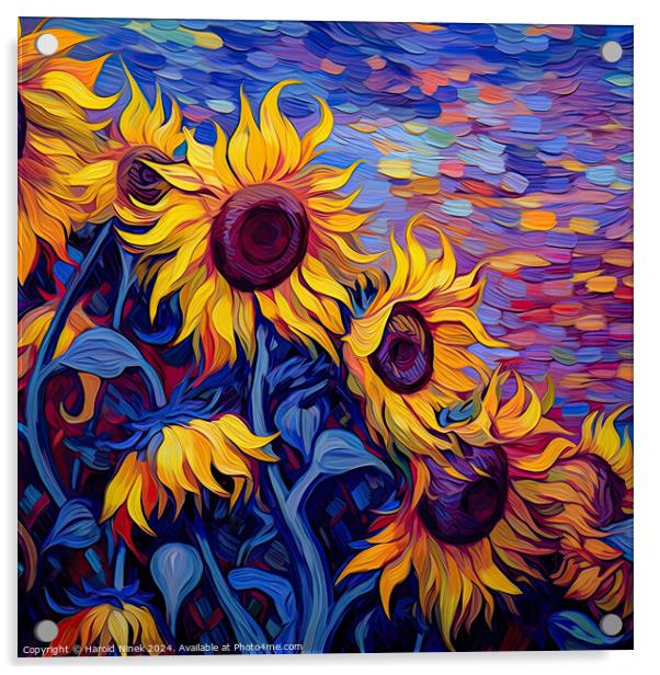 Sunflowers Acrylic by Harold Ninek