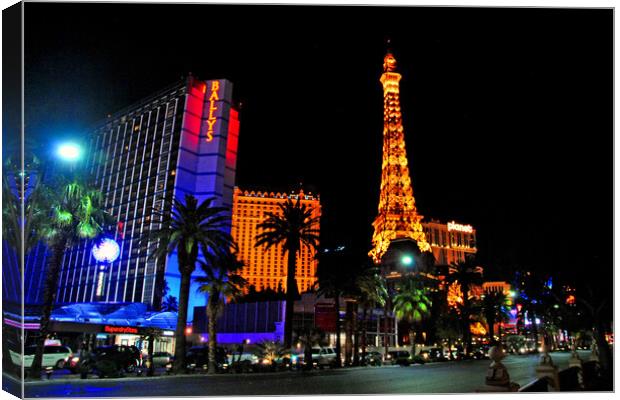 Eiffel Tower Paris and Ballys Hotel Las Vegas America Canvas Print by Andy Evans Photos