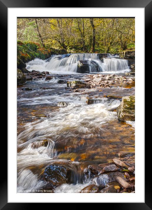 Pont Cwmfedwen Waterfall Wales Framed Mounted Print by Terry Brooks
