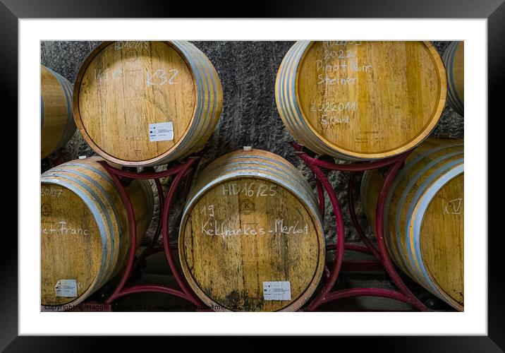 Stacked Wine Barrels  Framed Mounted Print by Maggie Bajada