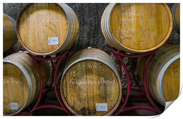 Stacked Wine Barrels  Print by Maggie Bajada