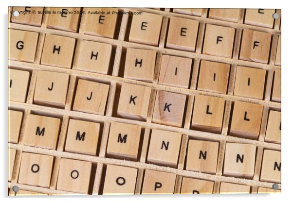 Alphabet letters written on wooden cubes Acrylic by aurélie le moigne