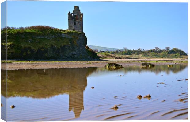 Greenan Castle Ayr, and water reflection Canvas Print by Allan Durward Photography