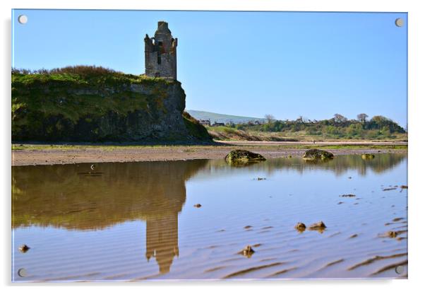 Greenan Castle Ayr, and water reflection Acrylic by Allan Durward Photography