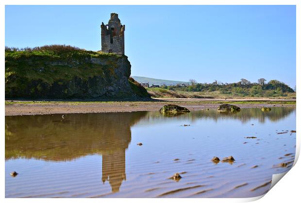 Greenan Castle Ayr, and water reflection Print by Allan Durward Photography