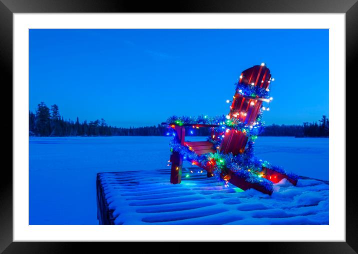 Christmas Adirondack Chair Framed Mounted Print by Dave Reede