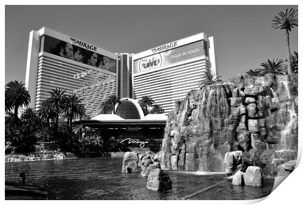 Waterfall at the Mirage hotel and casino resort La Print by Andy Evans Photos