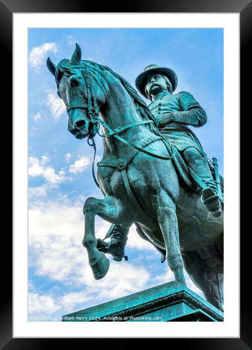 General John Logan Memorial Civil War Statue Washington DC Framed Mounted Print by William Perry