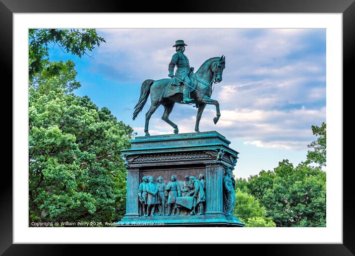 General John Logan Memorial Civil War Statue Washington DC Framed Mounted Print by William Perry