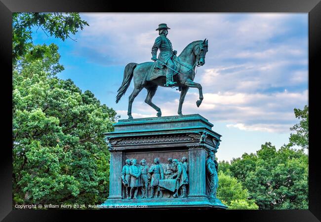 General John Logan Memorial Civil War Statue Washington DC Framed Print by William Perry