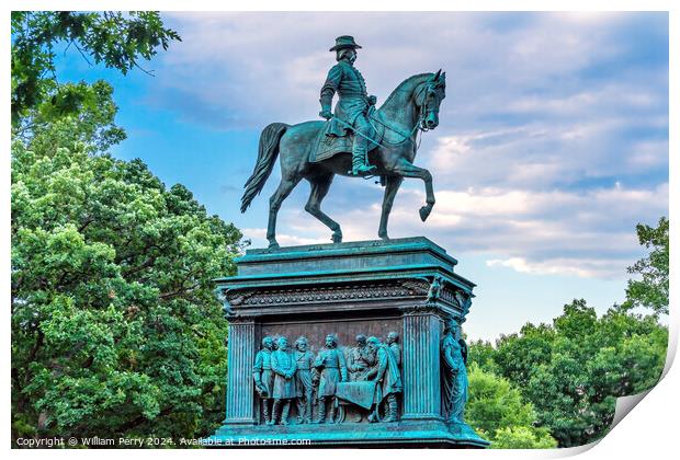 General John Logan Memorial Civil War Statue Washington DC Print by William Perry