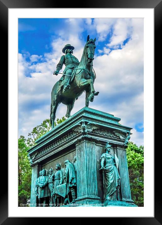 General John Logan Memorial Civil War Statue Washington DC Framed Mounted Print by William Perry