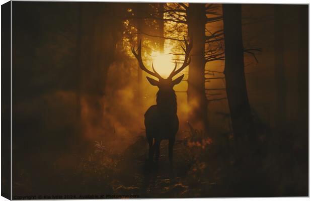 Stag in the woods Canvas Print by Kia lydia