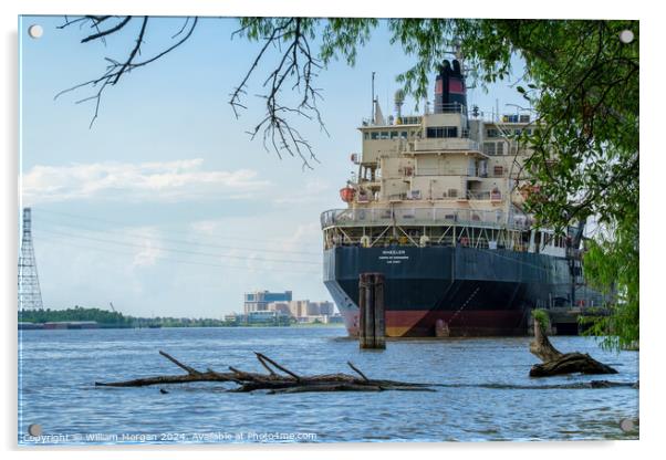 Corps of Engineers Hopper Dredge Docked on the Mississippi River Acrylic by William Morgan