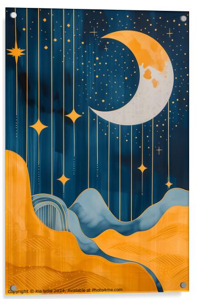 Moon and stars Acrylic by Kia lydia