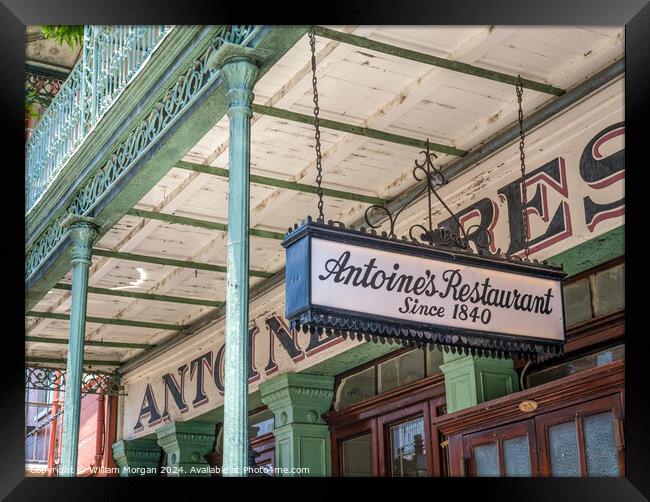 Historic Antoine's Restaurant in the French Quarter of New Orleans  Framed Print by William Morgan