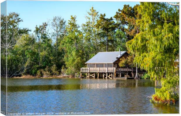 Cabin at Lake Fausse Pointe in Louisiana Canvas Print by William Morgan