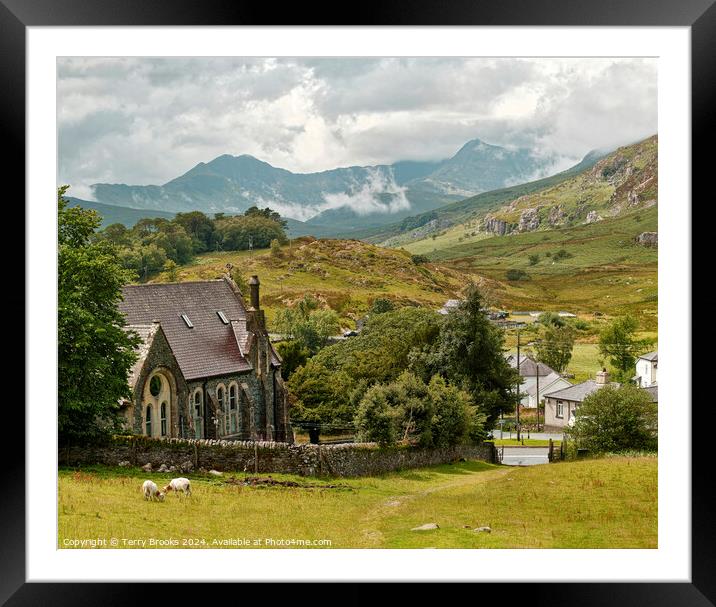 St Curig's Church Capel Curig Eryri Framed Mounted Print by Terry Brooks