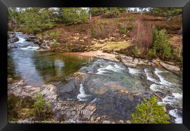 River Lui near Braemar in Royal Deeside Scotland Framed Print by Angus McComiskey